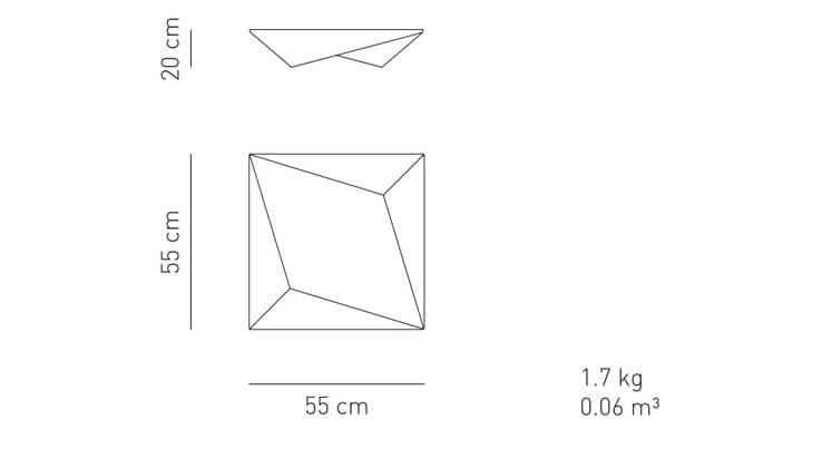 5814 9 axolight ukiyo stropni nastenne svitidlo s bilym textilnim povlakem pro max 3x60w e27 55x55cm_rozmery
