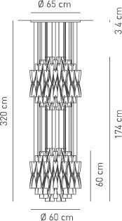 5949 12 axolight aura luxusni zavesne svitidlo z bileho muranskeho skla 2x250w e27 prum 60cm delka 320cm_rozmery