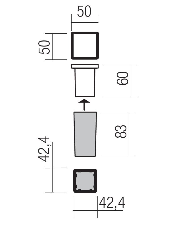 62271 1 redo xpi venkovni zapustne orientacni svitidlo led 2 3w 3000k bila 5x5cm ip54_rozmery