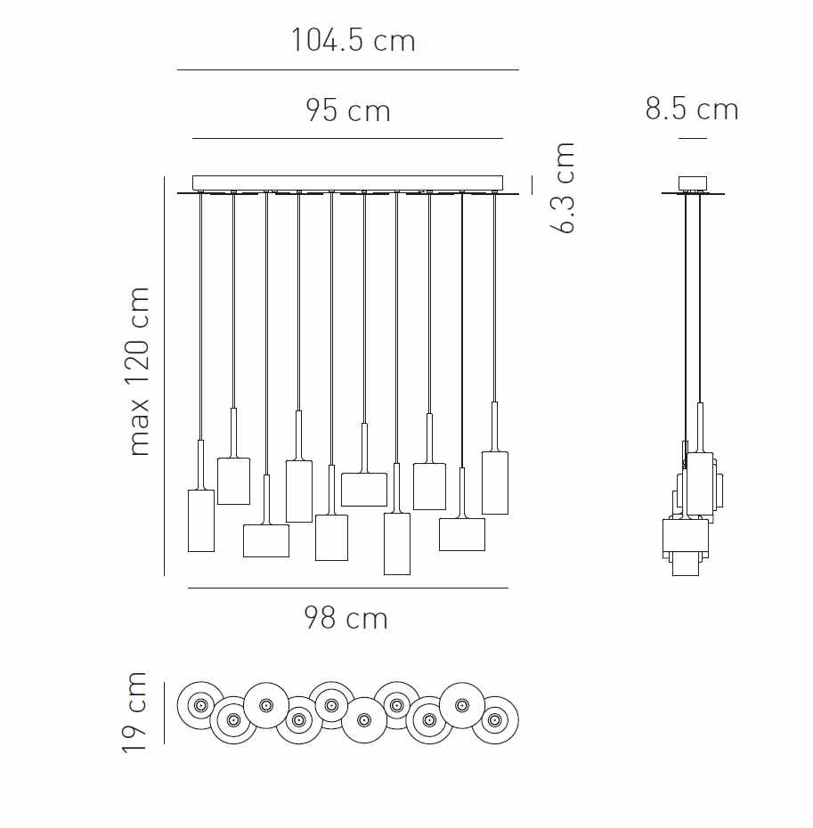 6297 5 axolight spillray 10 zavesne svitidlo z kristaloveho skla 10x20w delka 98cm_rozmery