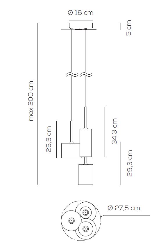 6342 11 axolight spillray 3 zavesne svitidlo z kristaloveho skla led 3x1 5w g4 delka 200cm_rozmery