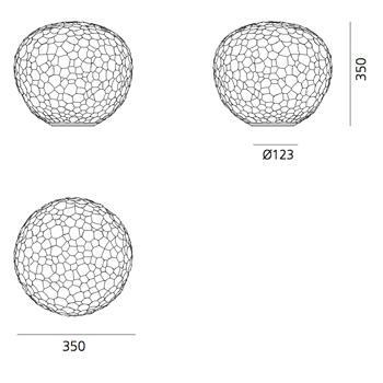 642 4 artemide meteorite 35 table stolni designova lampicka z foukaneho skla 1x150w e27 prum 35cm_rozmery