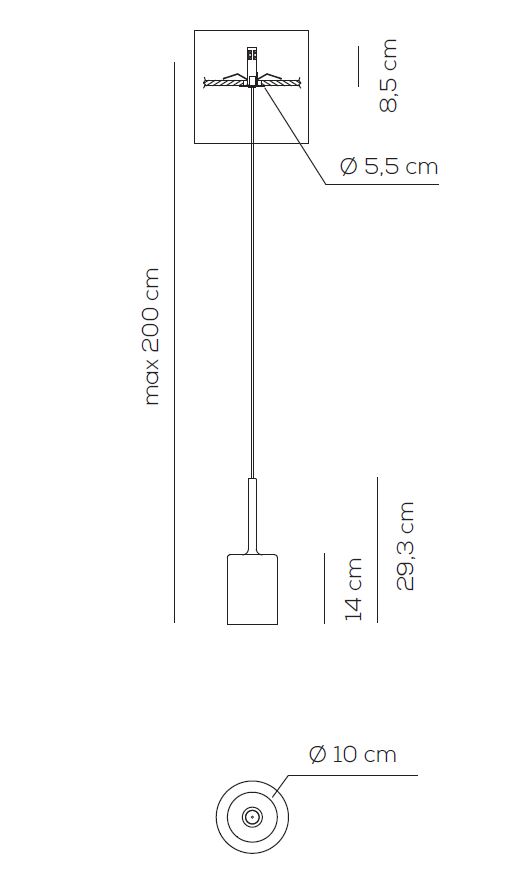 6432 13 axolight spillray mi zavesne svitidlo z cerveneho skla led 1 5w g4 prum 10cm zapustena montaz_rozmery