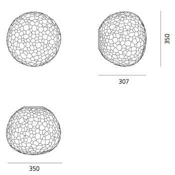 645 2 artemide meteorite wall ceiling 35 nastenne stropni designove svitidlo z foukaneho skla 1x150w e27 prum 35cm_rozmery