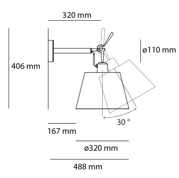artemide tolomeo diffusore parete 32 rozmery