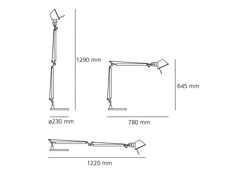 artemide tolomeo tavolo rozmery