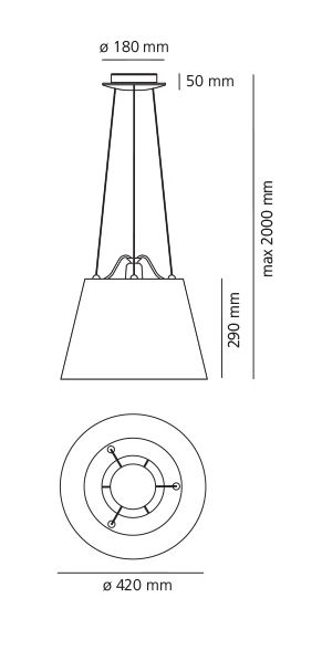 artemide tolomeo mega sospensione 42cm silhouette rozmery