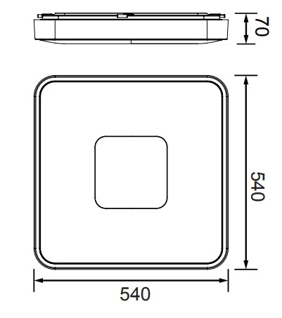Mantra Coin Square, bílé stropní svítidlo s dálkovým ovladačem LED 100W 2700K-5000K, 54x54cm_rozmery