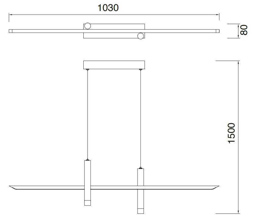 Mantra Esparta, moderní závěsné svítidlo LED 30W 3000K černá/zlatá, délka 103cm_rozmery