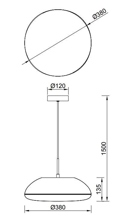 Mantra Kazz, bílé závěsné svítidlo 4xE27, průměr 38cm_rozmery