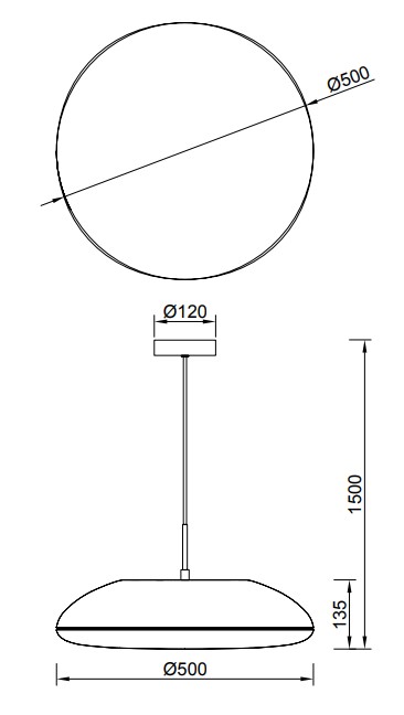 Mantra Kazz, závěsné svítidlo s dřevěnou povrchovou úpravou 6xE27, průměr 50cm_rozmery