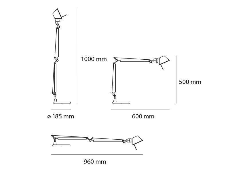tolomeo midi tavolo led rozmery