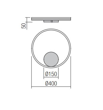 Redo Orbit direct, nástěnné/stropní kruhové svítidlo, 25W LED 3000K, stmívatelné TRIAC, bronz, prům. 40cm_rozmery