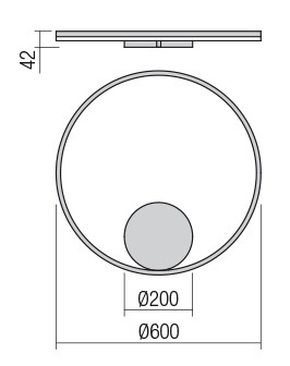 Redo Orbit indirect, nástěnné/stropní kruhové svítidlo, 42W LED 3000K, stmívatelné TRIAC, bronz, prům. 60cm_rozmery