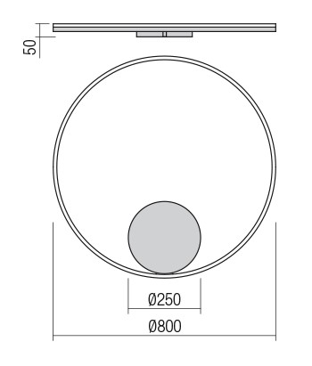 Redo Orbit direct, nástěnné/stropní kruhové svítidlo, 55W LED 4000K DALI, bílá, prům. 80cm_rozmery