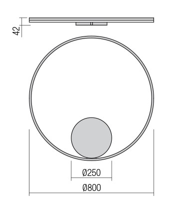 Redo Orbit indirect, nástěnné/stropní kruhové svítidlo, 55W LED 4000K, stmívatelné TRIAC, bronz, prům. 80cm_rozmery