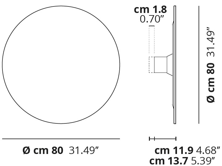 Lodes Puzzle Mega Round Large, červené svítidlo pro nepřímé osvětlení, 4x15W LED 2700K stmívatelné, prům. 80cm_rozmery