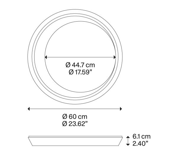 Lodes Tidal, kulaté stropní svítidlo LED 23,4W 2700K, champagne, průměr 60cm_rozmery