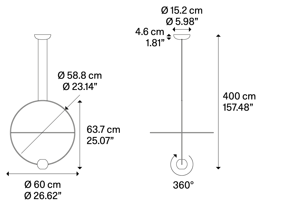 Lodes Elara medium, závěsné svítidlo LED 27W 2700K, zlatá, průměr 60cm_rozmery