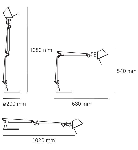 artemide tolomeo mini tavolo rozmery