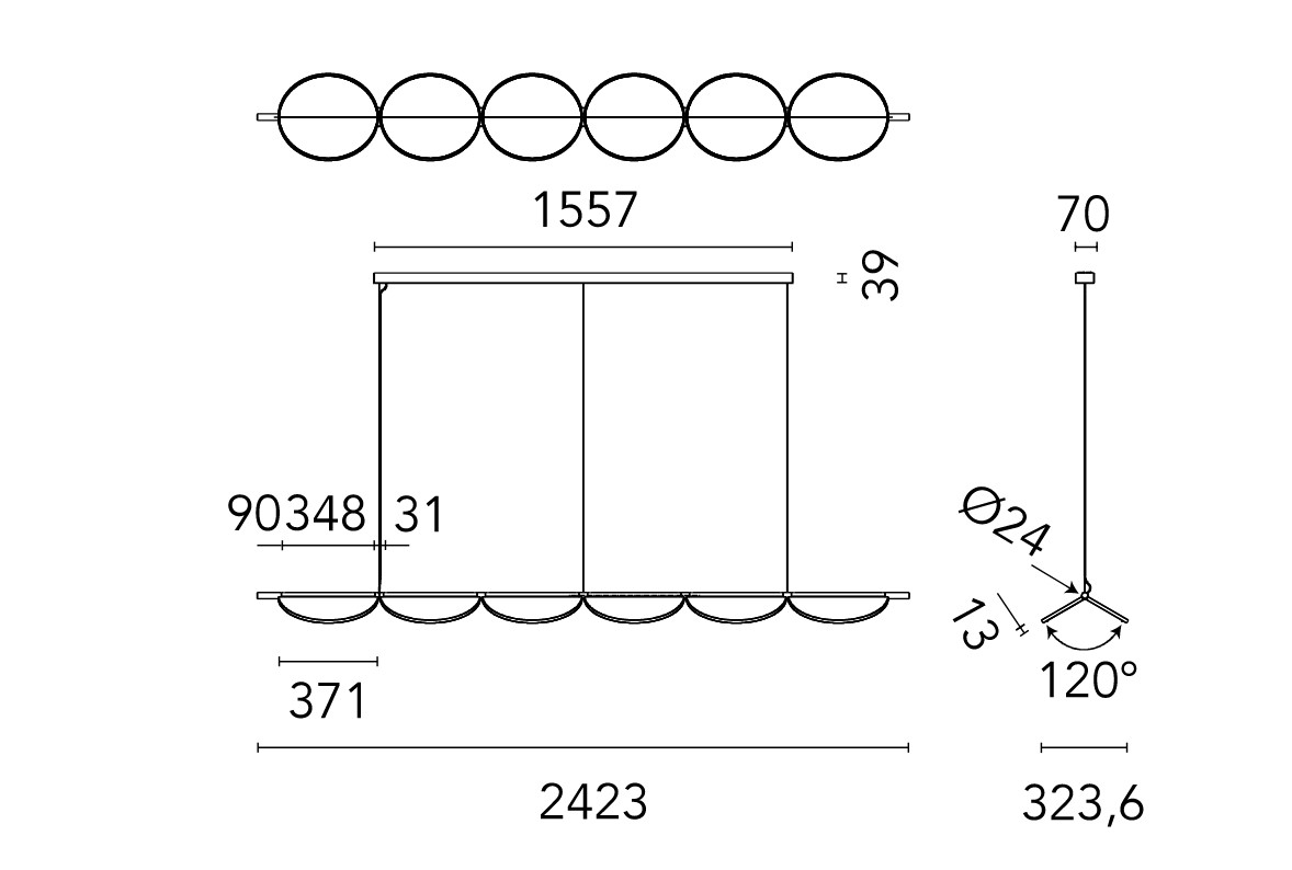 flos almendra linear S6 rozmery