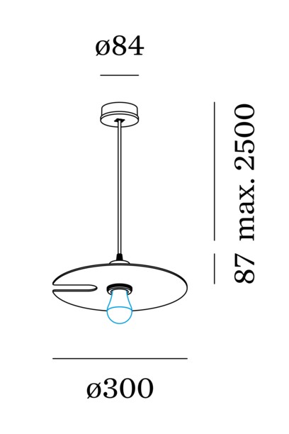 Wever Ducré Mirro 1.0, stříbrné závěsné svítidlo, 1x15W E27, prům. 30cm_rozmery