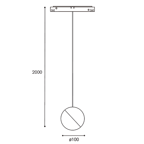 LED2 Loko, černý závěs pro Mag track 48V, 10W 3000K DALI, průměr 10cm_rozmery