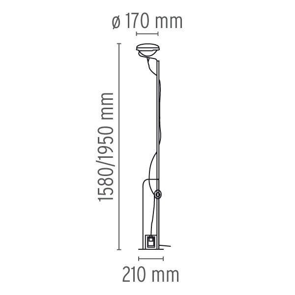 11586 3 flos toio cerna industrialni lampa pro neprime osvetleni 1x300w par56 mfl vyska az 195cm_rozmery