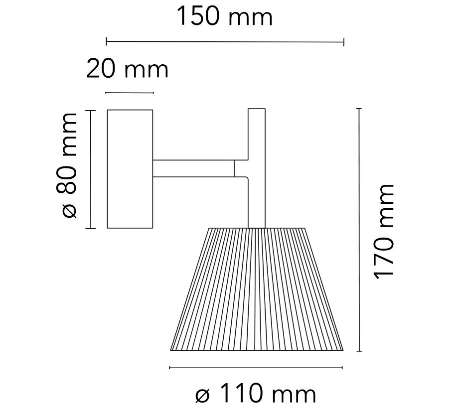 11415 5 flos romeo babe wall designove nastenne svitidlo 1x40w g9 vyska 17cm_rozmery