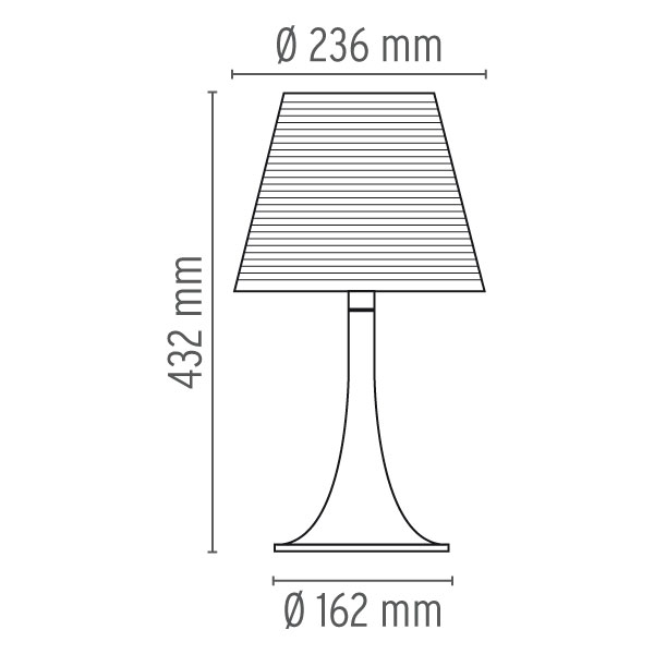 11376 3 flos miss k stolni lampicka se stmivacem 1x70w e27 svetle hnedy textil vyska 43cm_rozmery