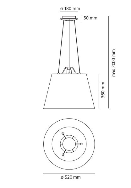 artemide tolomeo mega sospensione 52cm silhouette rozmery
