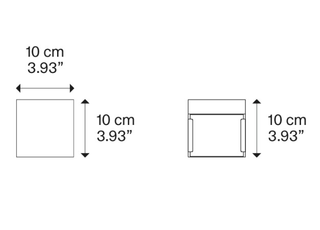 Lodes Laser, nástěnné svítidlo se svícením nahoru-dolu, 15W LED 3000K stmívatelné, champagne, 10x10x10cm_rozmery