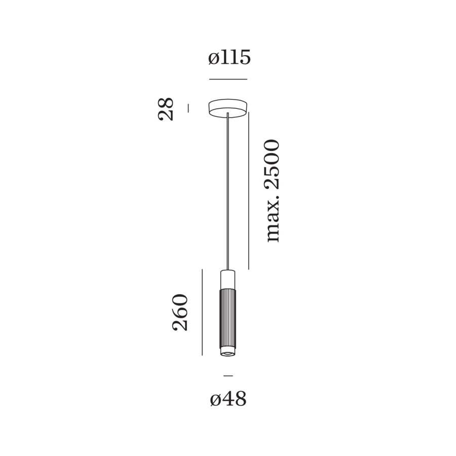 TRACE SUSPENDED 2 led rozmery