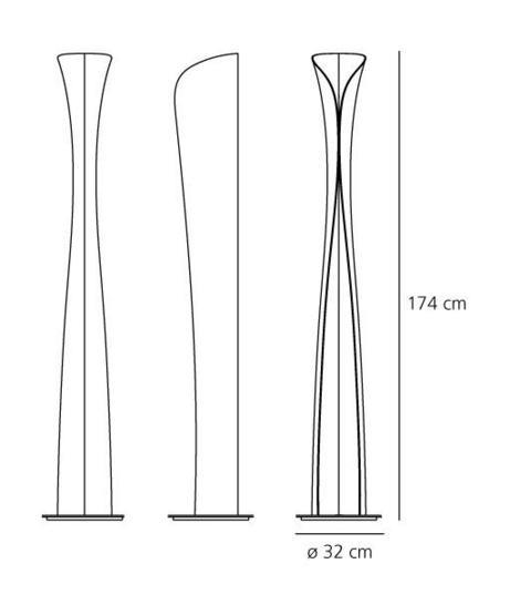 369 4 artemide cadmo designova stojaci lampa s bilou vnejsi a bilou vnitrni upravou se stmivacem 44w 10w led 3000k vyska 174 cm_rozmery