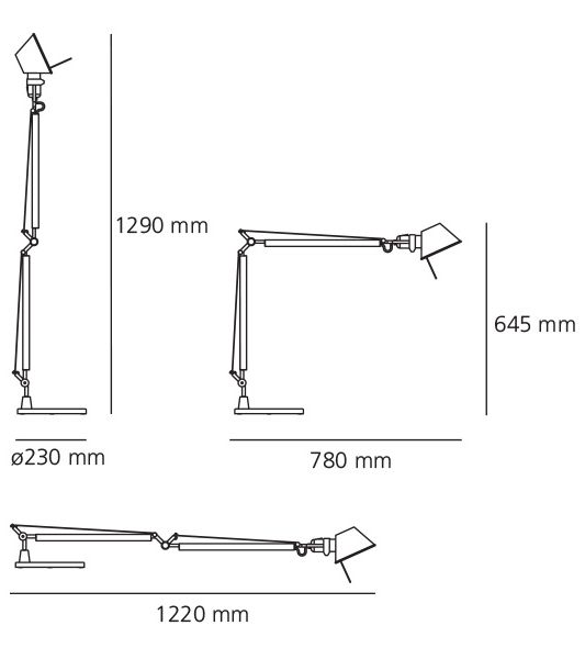 artemide tolomeo tavolo rozmery
