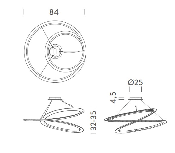 Nemo Kepler Minor Uplight, moderní svítidlo pro nepřímé osvětlení, 77W LED 2700K stmívatelné, bílá, prům. 84cm_rozmery