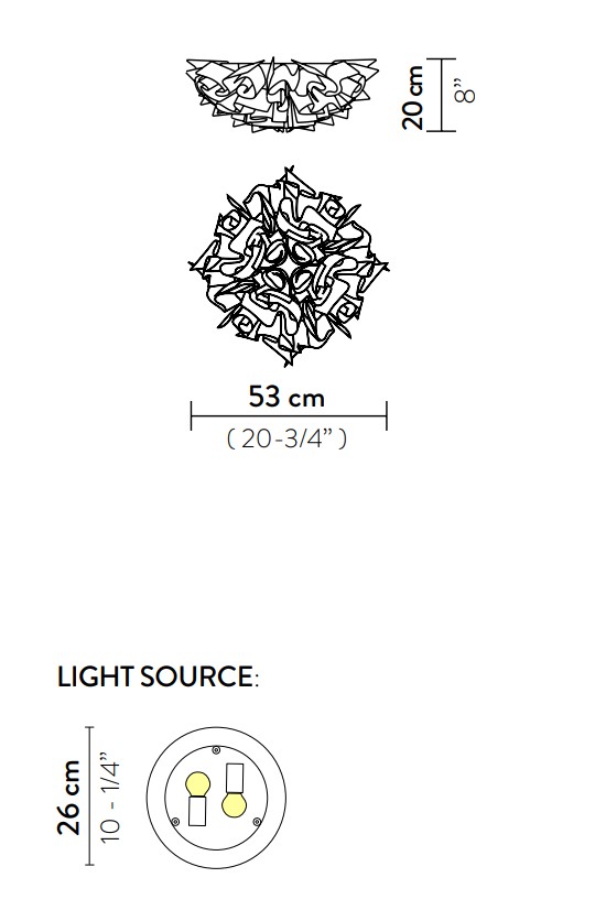 Slamp veli ceiling medium rozmery