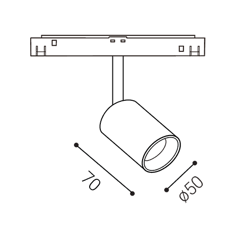 LED2 Mayo, černý spot pro Mag track 48V, 10W 3000K DALI, prům. 5cm_rozmery