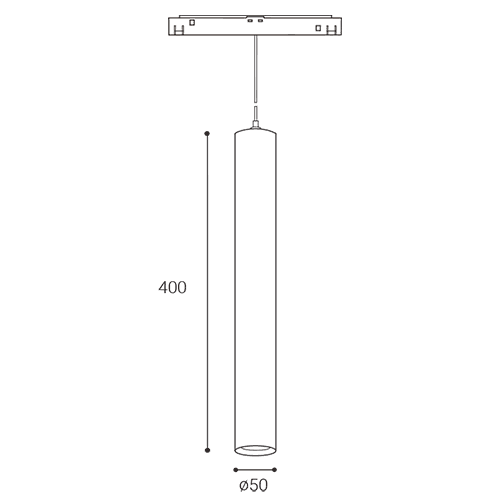 LED2 Miky, černý závěs pro Mag track 48V, 10W 3000K DALI, výška 40cm_rozmery
