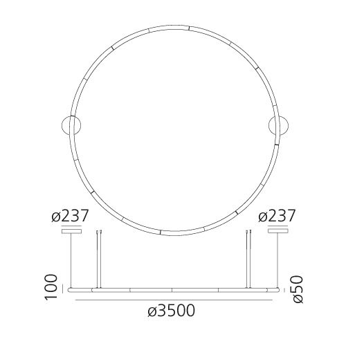 Artemide Alphabe of Light circular suspension 350 rozmery