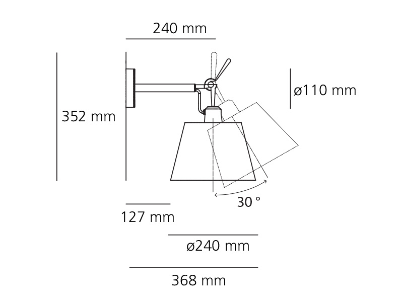 artemide tolomeo diffusore parete rozmery