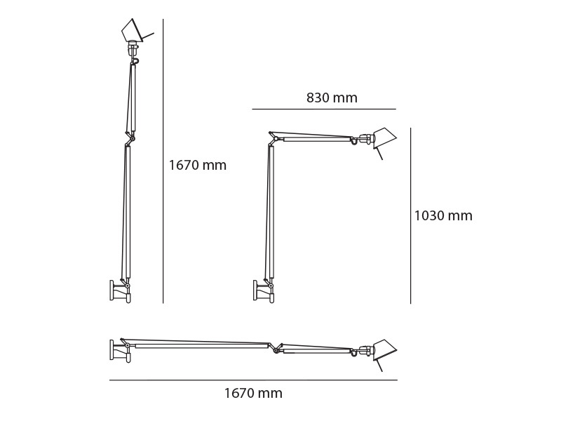 artemide tolomeo braccio silhouette2210921 800x600 rozmery