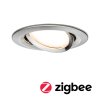 Paulmann ZigBee LED Nova Plus Coin, stmívatelná bodovka 1x6.5W 2700K, kartáčovaný hliník