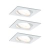 Paulmann LED Coin Nova rectangular, set bílých hranatých bodovek, 3x6,5W LED 2700K, 8,4x8,4cm