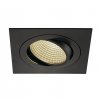 SLV New Tria, černá hranatá bodovka, 16W LED 3000K stmívatelná, 13x13cm