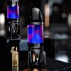 Mathmos Fireflow R1 Black, originální lávová lampa černá s modrou tekutinou a růžovou lávou, pro čajovou svíčku, výška 24cm