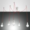 Fabas Blog, bílé závěsné objímky na červených kabelech, 5x60W E27, délka 400cm