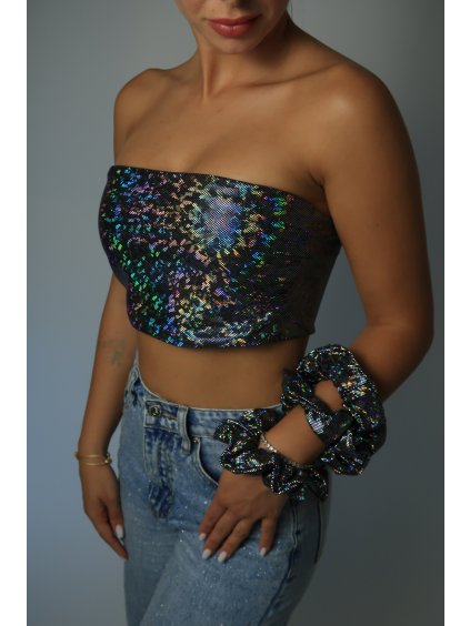 BLACK HOLOGRAPHIC TOP