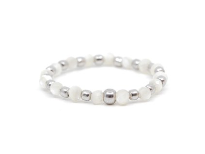 Perleťový prsten se stříbrnými kuličkami