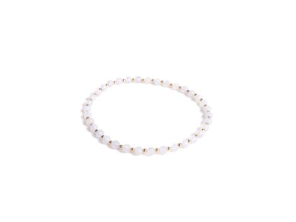 Náramek z měsíčního kamene se 14 kt zlatými kuličkami